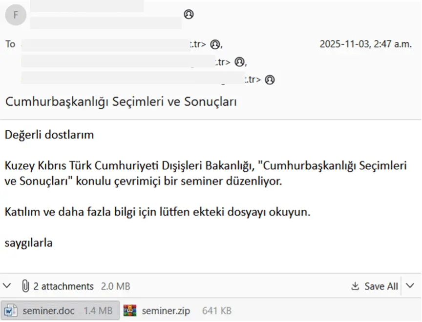Αλληλογραφία phishing (Πηγή - Fortinet)